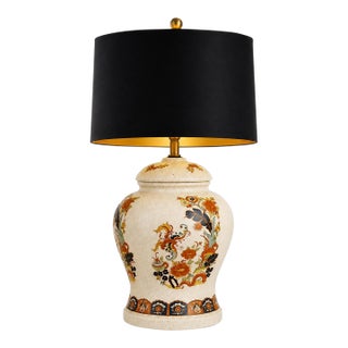 Large Vintage Chinoiserie Crackle Glaze Ginger Jar Table Lamp For Sale