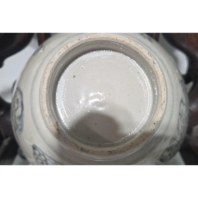 Antique Chinese Blue White Porcelain Sanskrit Mantra Bowl  Ming Qing Dynasty For Sale In Los Angeles - Image 6 of 8