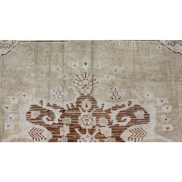 Textile Vintage Turkish Kars Rug With Floral Medallion in Sienna, Mocha, Tan and Bone Colors For Sale - Image 7 of 11