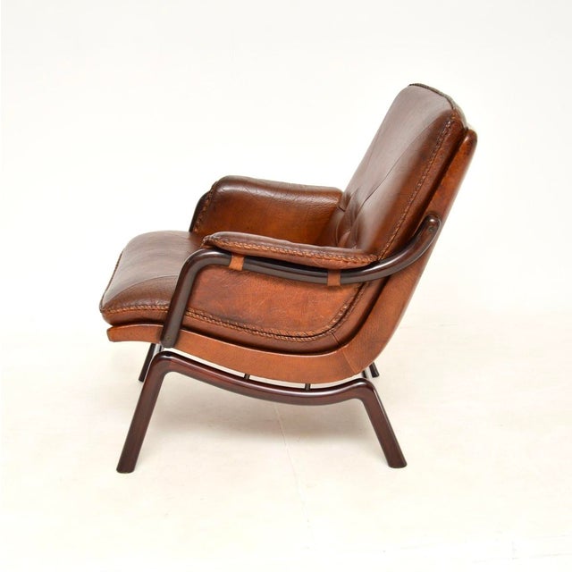 Brown Vintage Danish Leather Armchairs, 1970s, Set of 2 For Sale - Image 8 of 17