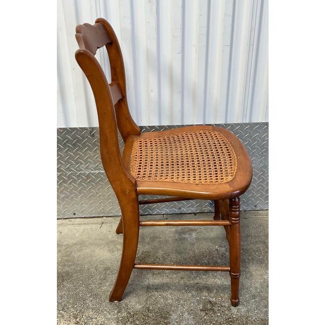Antique Victorian Maple Ladderback Cane Seat Dining Chairs - Set of 4 For Sale - Image 9 of 11