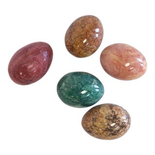 Vintage Polished Natural Stone Eggs, Set of 5 For Sale