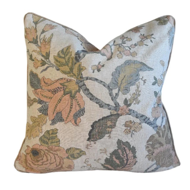 Shabby Chic Beautiful Designer Carole Fabrics Rambling Floral Botanical Feather/Down Pillow For Sale - Image 3 of 7