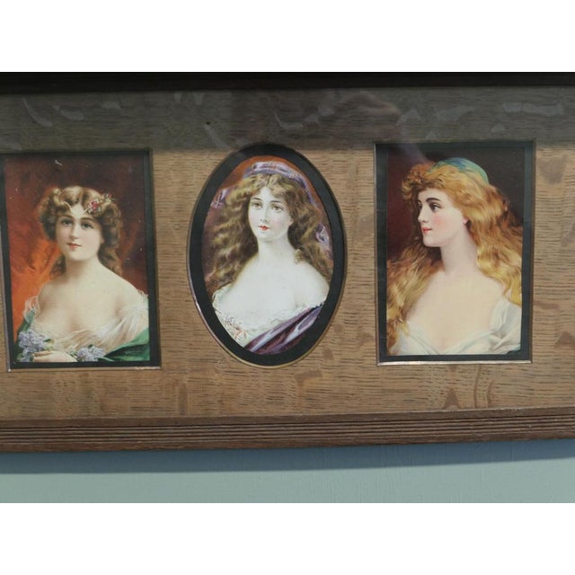 6 Pre-Raphaelite Portraits Mounted in an Oak Shelf For Sale - Image 5 of 7