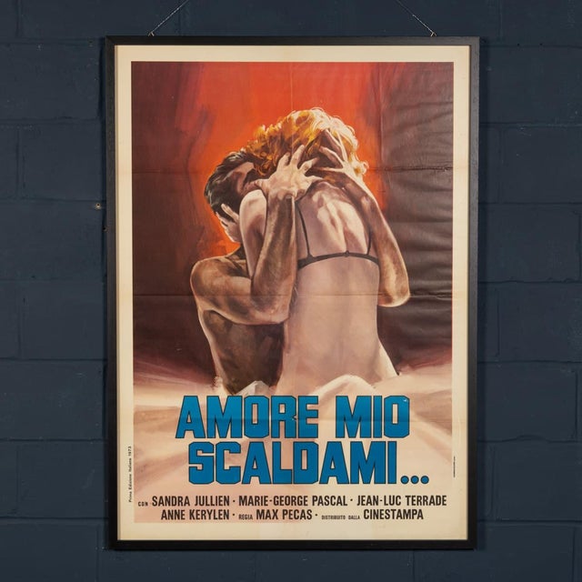 An original italian film poster for amore mio scaldami\. ("my love, warm me\."), issued in 1973 for the italian release of...