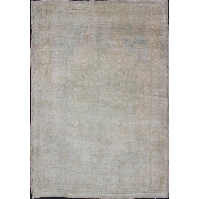 Mid 20th Century Vintage Turkish Oushak Rug With Understated Design and Muted Tones For Sale - Image 10 of 10