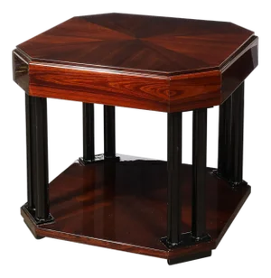 Art Deco Book-Matched Rosewood Occasional Table W/ Secret Button Drawers