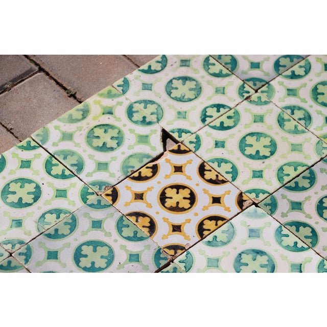 Late 19th Century Dark and Light Green Set of Nineteen Tiles, Portuguese For Sale - Image 12 of 16