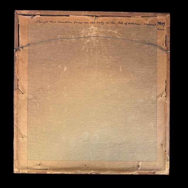 Tan Antique English Needlework Sampler W/ House Motif, Framed Wall Art For Sale - Image 8 of 8