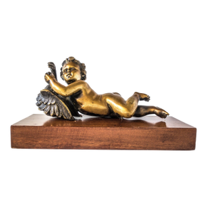 Bronze Statue "Cherub Boy Struggling With Goose" Boethus Rendition Sculpture