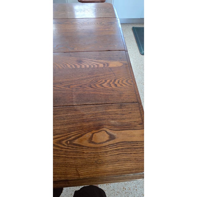 19th Century Antique Oak Dining Table - Drop Leaf With 3 Additional Leaves For Sale - Image 9 of 10