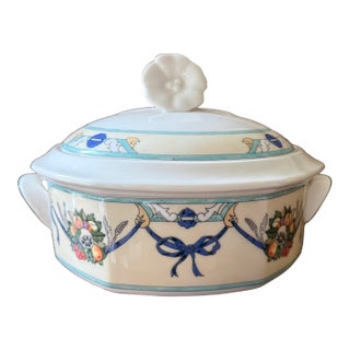 1990s Villeroy Boch Castellina Covered Casserole Dish Citta Campagna Floral Fruit Tureen For Sale
