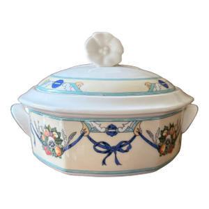 1990s Villeroy Boch Castellina Covered Casserole Dish Citta Campagna Floral Fruit Tureen
