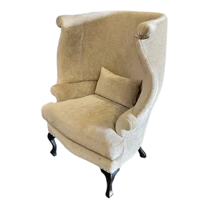 C&C Milano Upholstered With Black Lacquer Legs Rosalind Wing Chair From the Madeline Stuart Collection