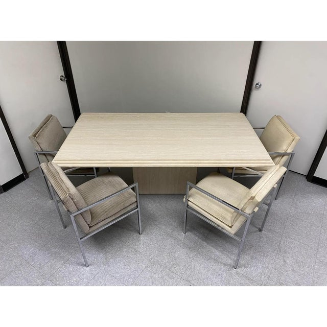 Minimalist Milo Baughman-Style Chrome Armchairs, Set of 4 For Sale - Image 10 of 13