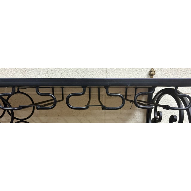 Vintage Hollywood Regency Style Iron and Brass Bar and Wine Rack For Sale In Kansas City - Image 6 of 10