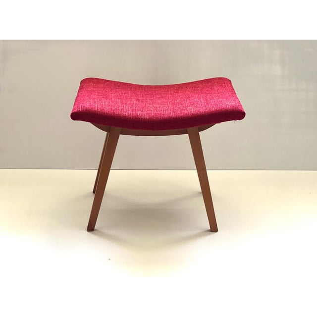 Mid-Century Red Fabric Footstool, 1970s For Sale - Image 15 of 15