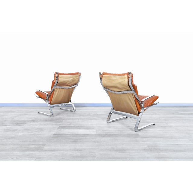 Mid-Century Leather and Chrome Lounge Chairs by Elsa and Nordahl Solheim, 1970s For Sale - Image 4 of 13