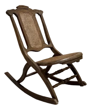 Folding Low Cane Rocking Chair