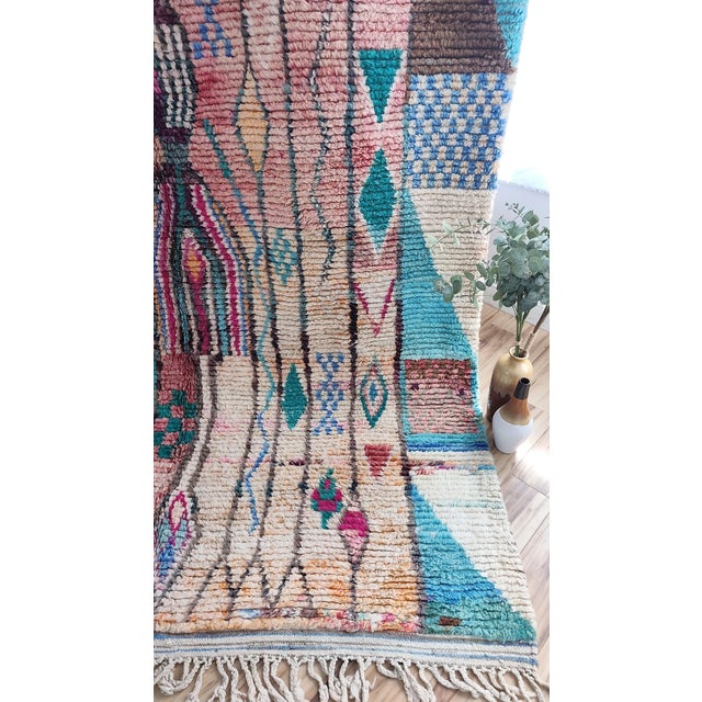 Contemporary Rose Clay Patchwork Wool Moroccan Rug For Sale - Image 9 of 18