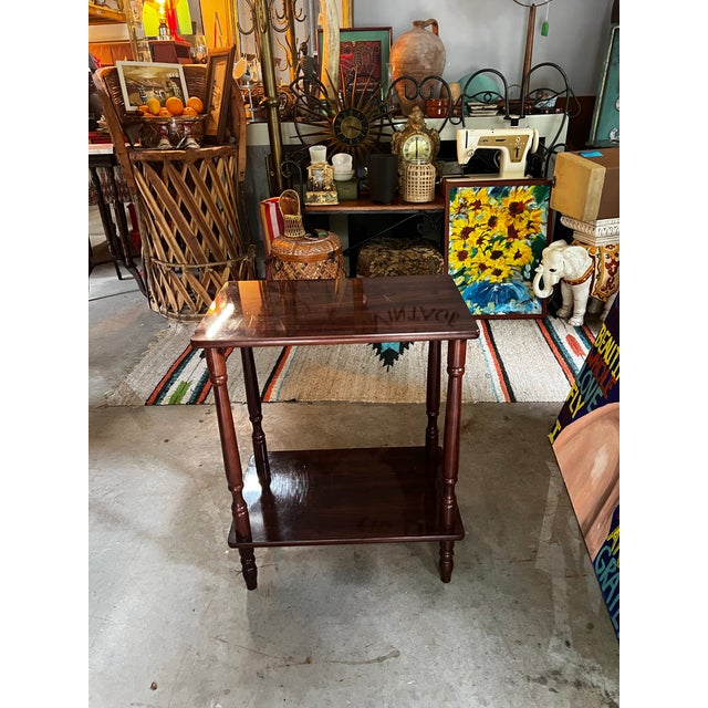 Up for consideration is a beautiful vintage small wooden side table with a low shelf. This would look lovely in your home,...