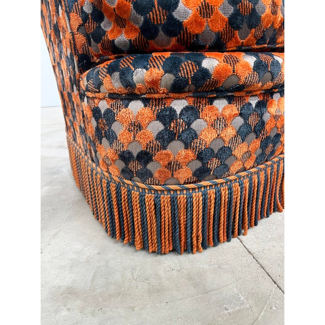 Rococo Vintage Velvet Sofa with Scale Pattern, 1970s For Sale - Image 3 of 17