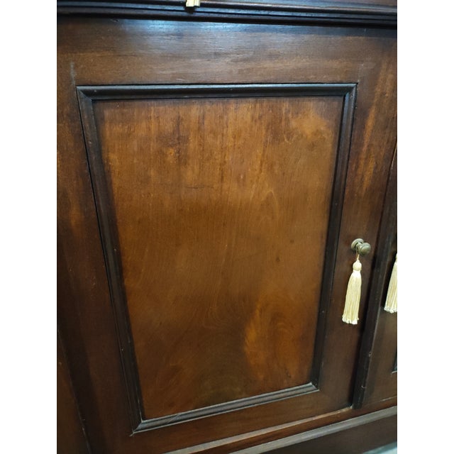 Late 19th Century Continental Empire Mahogany Sideboard Buffet With Mirror Back & Carved Scroll Crest For Sale - Image 10 of 12