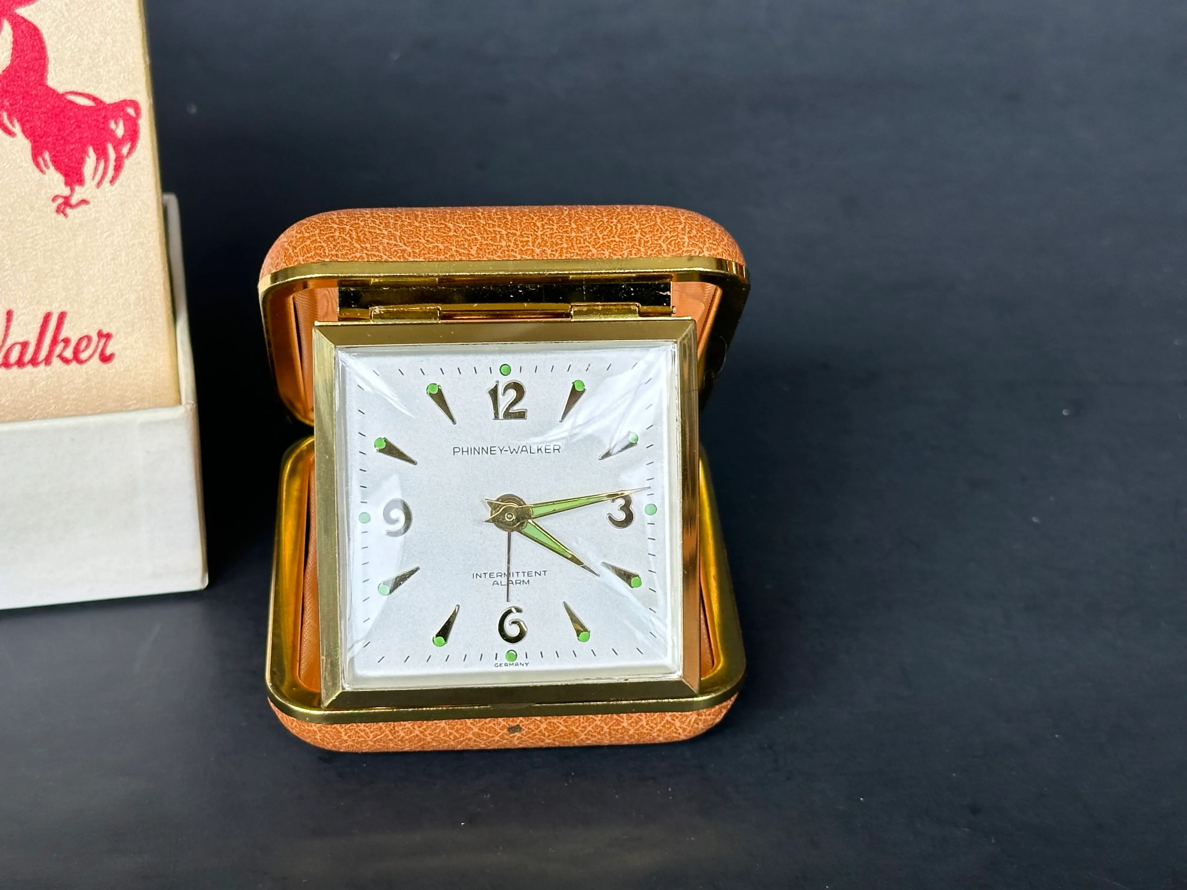 Mid Century 1950s Vintage Travel Alarm Clock Made in Germany