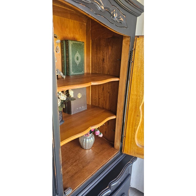 1920s Wardrobe Cabinet, Armoire, Black Distressed Style, French , Farm House Style For Sale - Image 14 of 17