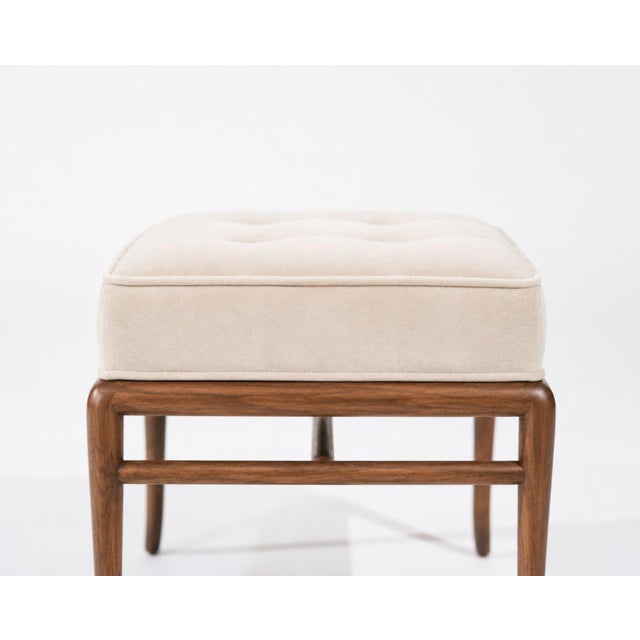 Set of Stools by t.h. Robsjohn-Gibbings in Walnut and Velvet, C. 1950s For Sale In New York - Image 6 of 6