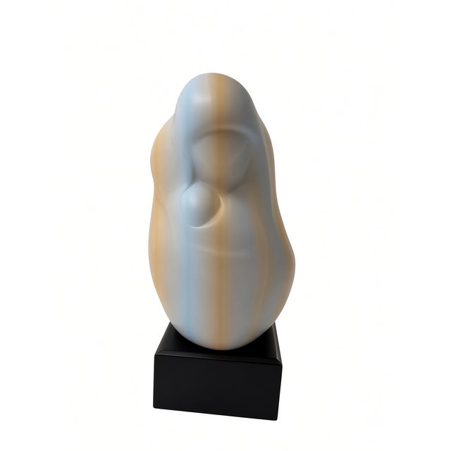 Mid 20th Century Mid 20th Century Edith Kolton Minimalist Glazed Ceramic Mother and Child Sculpture on Black Base For Sale - Image 5 of 11