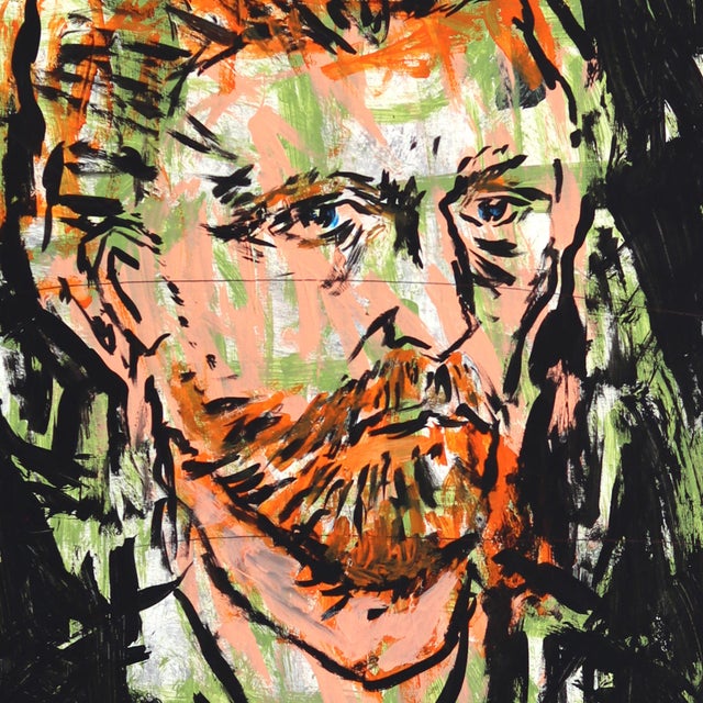 2020s Vincent Was Here - Original Pop Art Acrylic Painting on Newspaper by Gary John For Sale - Image 5 of 6