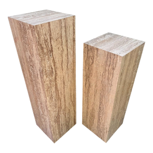 Mid 20th Century Postmodern Faux Travertine Laminate Pedestals - A Pair
