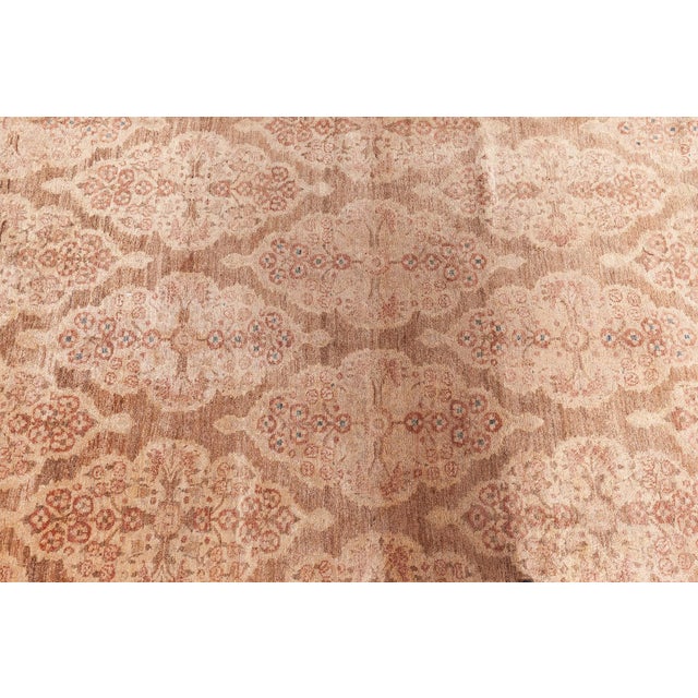Authentic 1900s Persian Tabriz Handmade Brown Handmade Wool Rug For Sale - Image 11 of 12