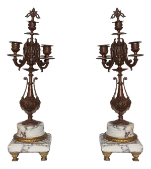 Early 20th Century Candleholders in Spelter and Marble, 1920s, Set of 2