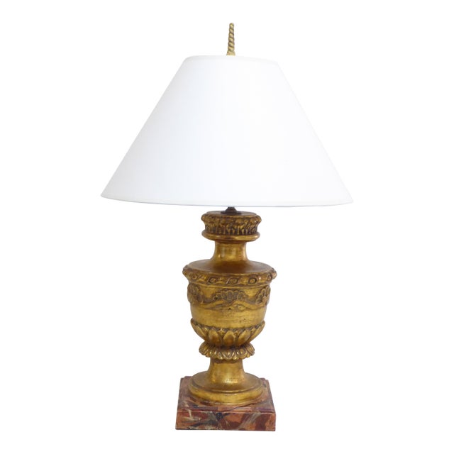 Vintage Italian Carved Giltwood Lamp For Sale