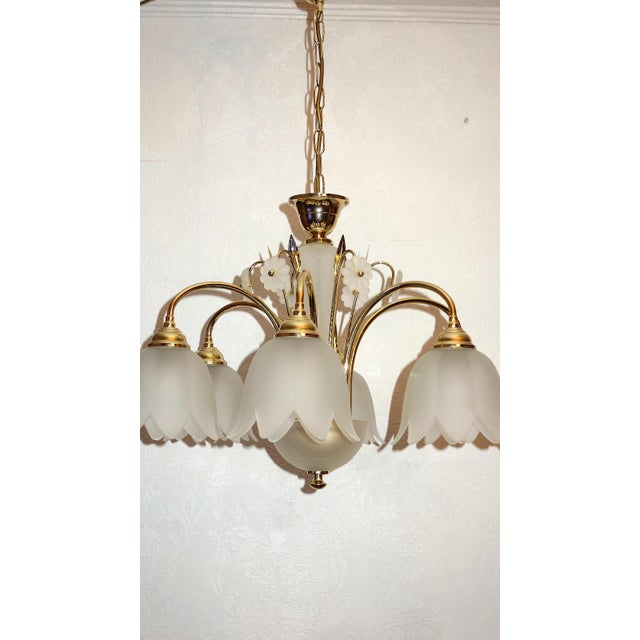 Antique Gilded Metal and Glass Chandelier from Unbekannt, 2000s For Sale - Image 3 of 10