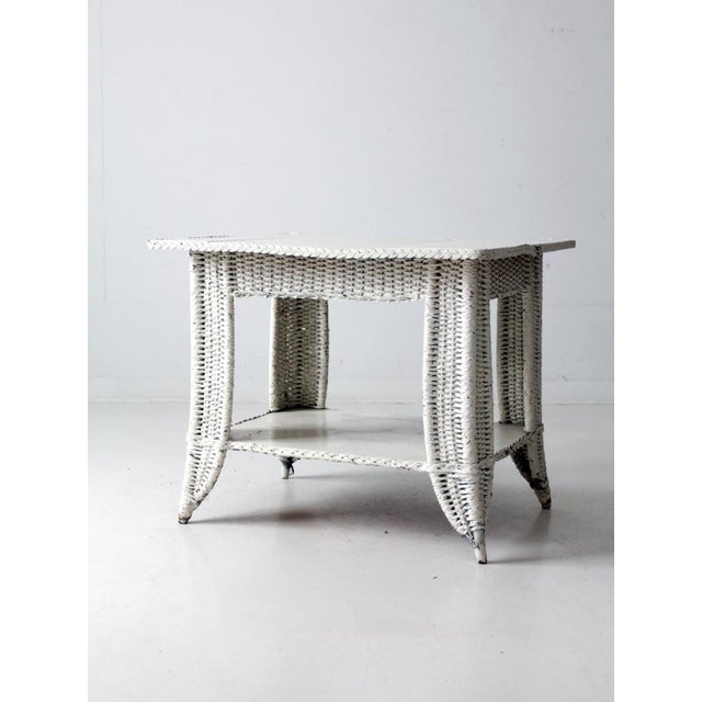 Antique White Wicker Library Table For Sale - Image 6 of 12