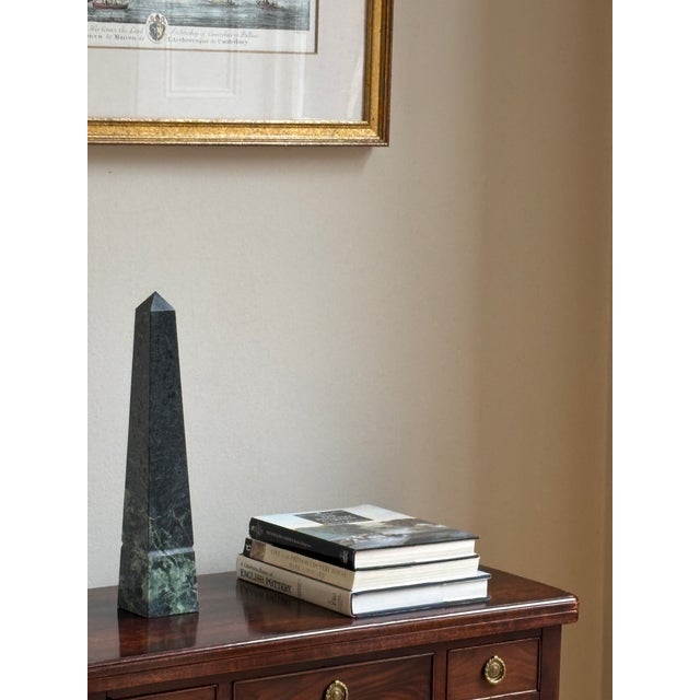 Neoclassical 16' Neoclassical Style Dark Green Marble Obelisk For Sale - Image 3 of 17