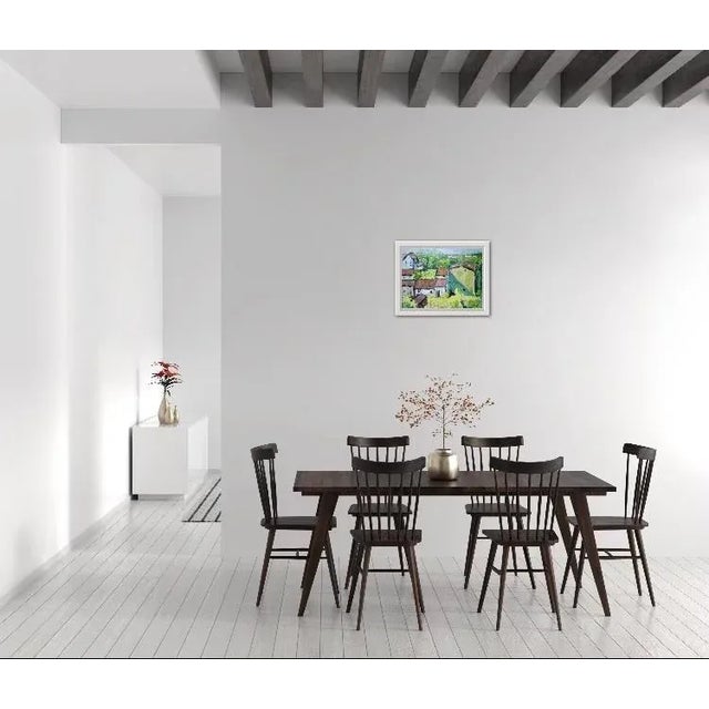 Textile Modern Impressionist Rooftops Oil Painting Original For Sale - Image 7 of 7