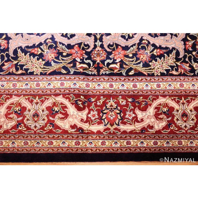 1950s Nazmiyal Collection Scatter Formal Navy Blue Silk Persian Qum Rug For Sale - Image 5 of 6