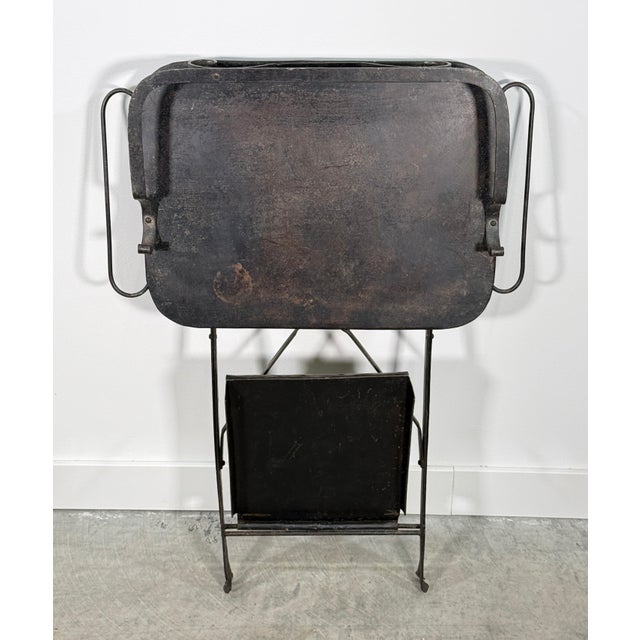 Antique c.1920's French Folding Steel Tray Table With Scrollwork For Sale - Image 11 of 11