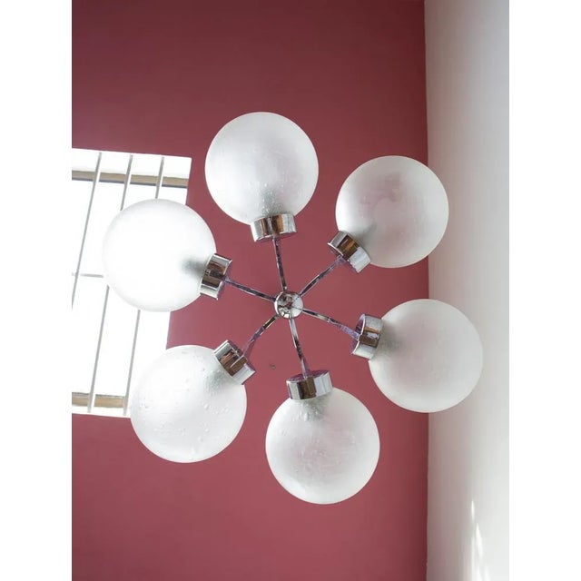 Mid-Century Modern German Sputnik Pendant Steel and glass, 1960s For Sale - Image 3 of 11