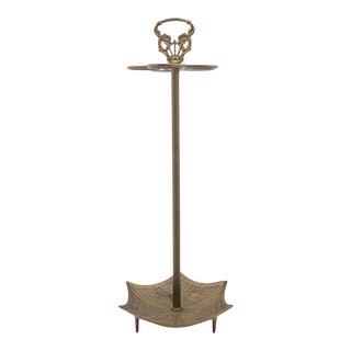 1920's Style Chinoiserie Parasol Solid Brass Umbrella Stand, Chinese Dragon Handle For Sale