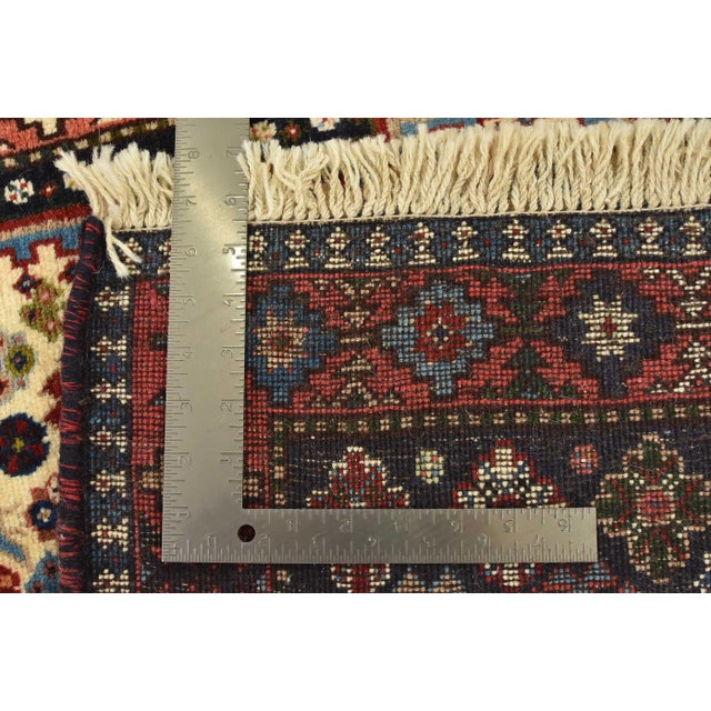 Yalameh Rug 3'5'' X 5'1'' Ivory Wool Vintage Tribal Hand-Knotted Oriental Carpet For Sale - Image 13 of 13