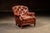 Traditional Vintage Tufted Leather Chesterfield Armchair and Ottoman by Hickory Chair For Sale - Image 3 of 15