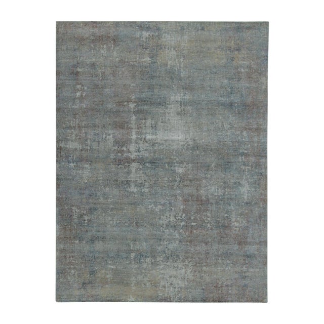 Gray Rug & Kilim’s Abstract Rug in Gray With Colorful Geometric Streaks For Sale - Image 8 of 8