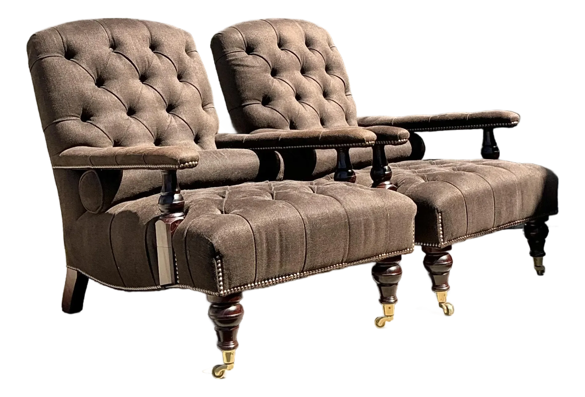 アンティーク　イギリス　シュクリエ　William Smith & Co. Vintage English George Smith “Edwardian” Tufted Lounge Chairs - A
