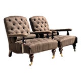 Vintage English George Smith “Edwardian” Tufted Lounge Chairs - A Pair For Sale