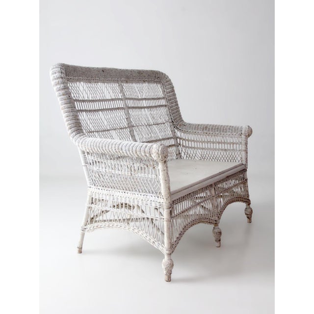 Antique Early 20th Century White Wicker Loveseat For Sale - Image 12 of 15